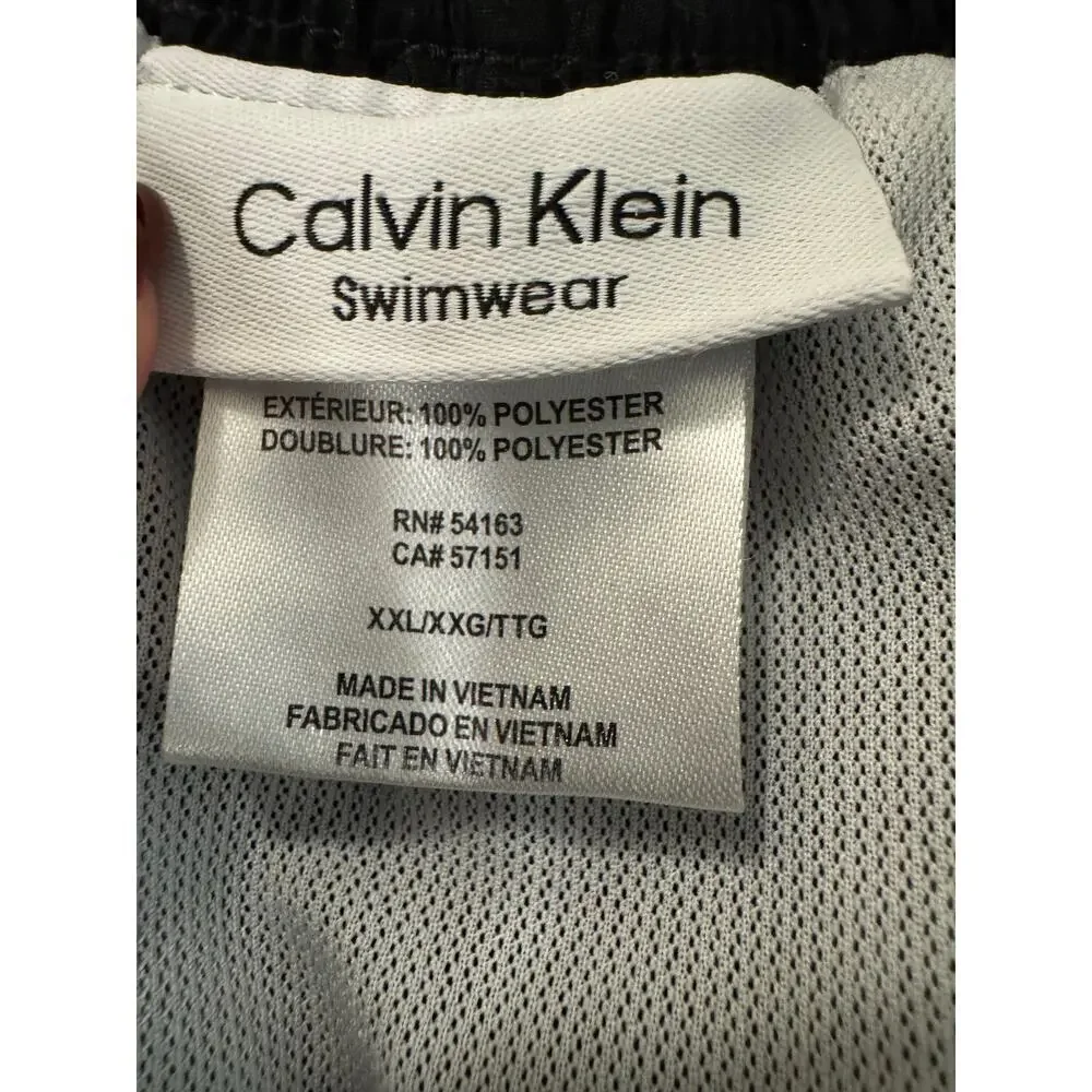 Calvin Klein Black Yellow Logo Mesh Lined Swim Trunks Men’s Size XXL